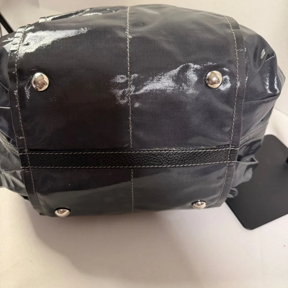 Tod's G-Bag Medium Tote Black Coated Canvas Leather Trim Adjustable Strap Luxury